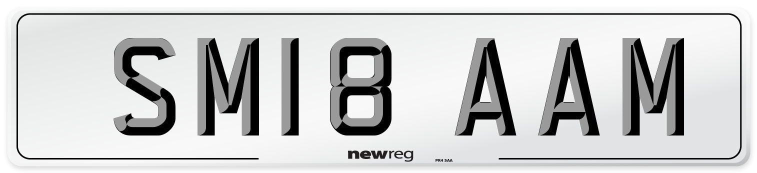 SM18 AAM Number Plate from New Reg